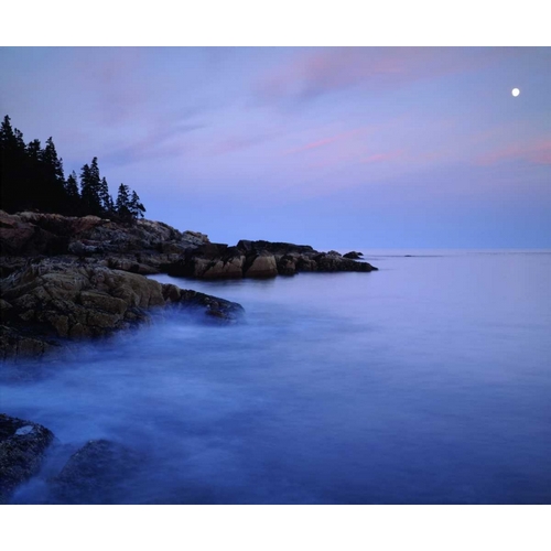 USA, Maine Acadia NP Moonrise over the Atlantic